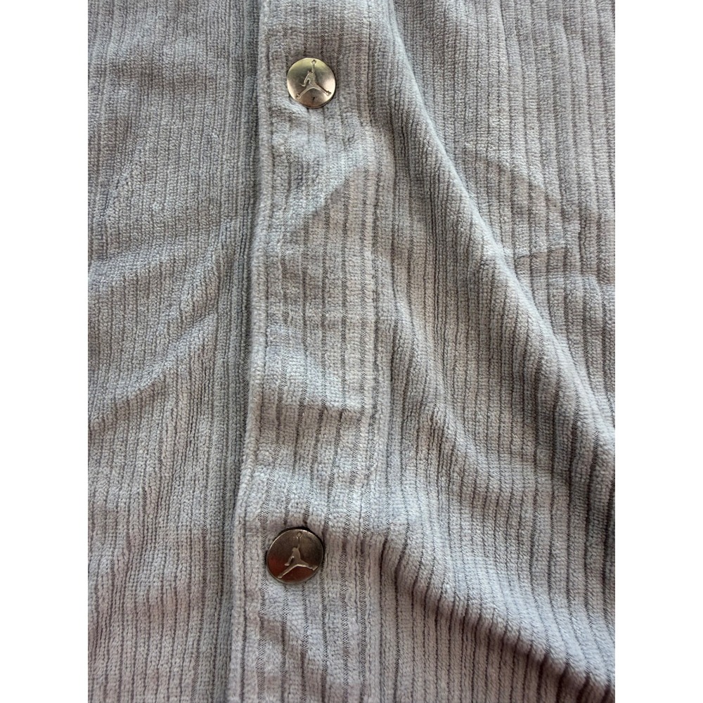 Jordan Brand Grey Ribbed Corduroy Short Sleeve Button Up Shirt XXLT 23 Jumpman - Picture 4 of 12